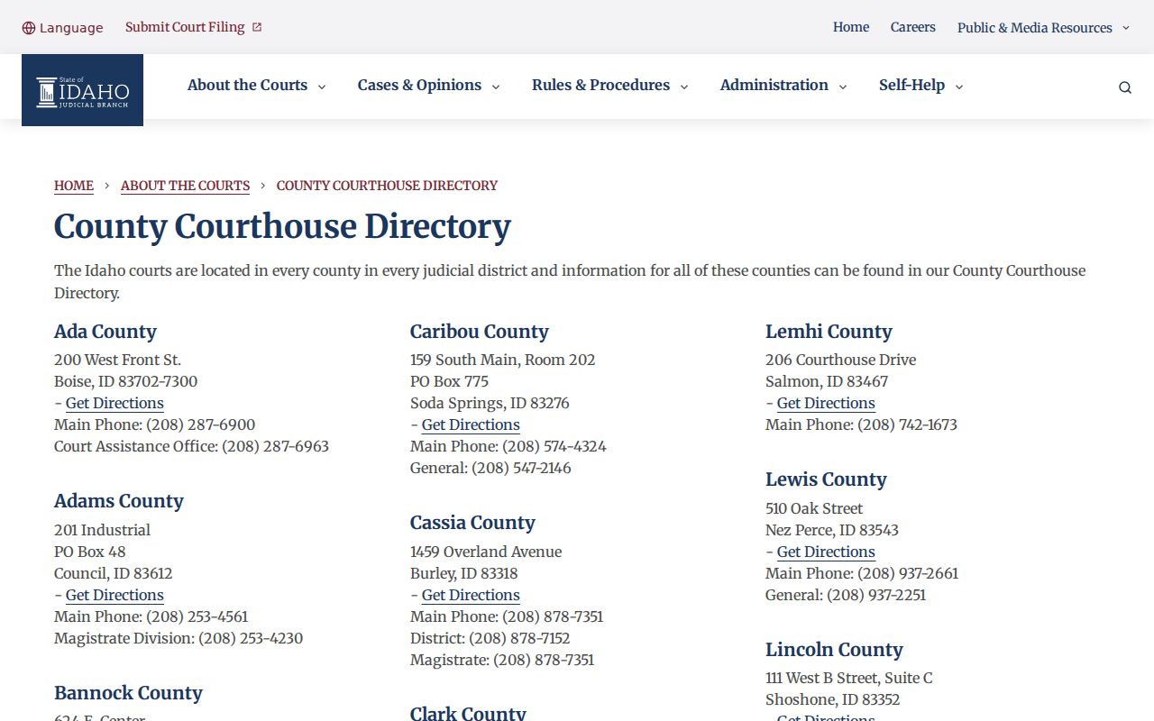 Official Clearwater County courthouse directory for criminal court records