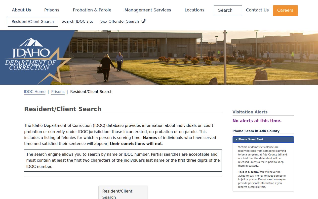Clearwater County criminal history IDOC custody search