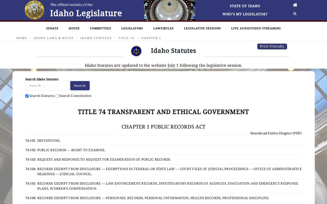 Idaho Public Records Act access rules used for Pierce requests